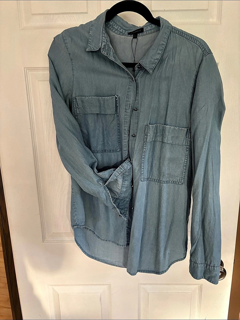 Dynamite Buttoned Denim Shirt Button Down Shirt Blue Medium